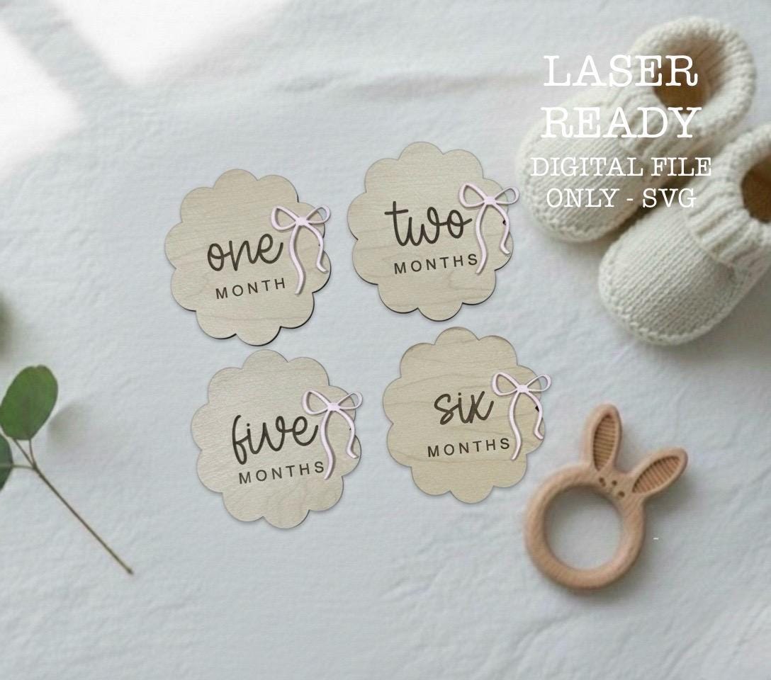 Baby Milestone Discs SVG File, Laser Cut Bow Design (digital Download ...
