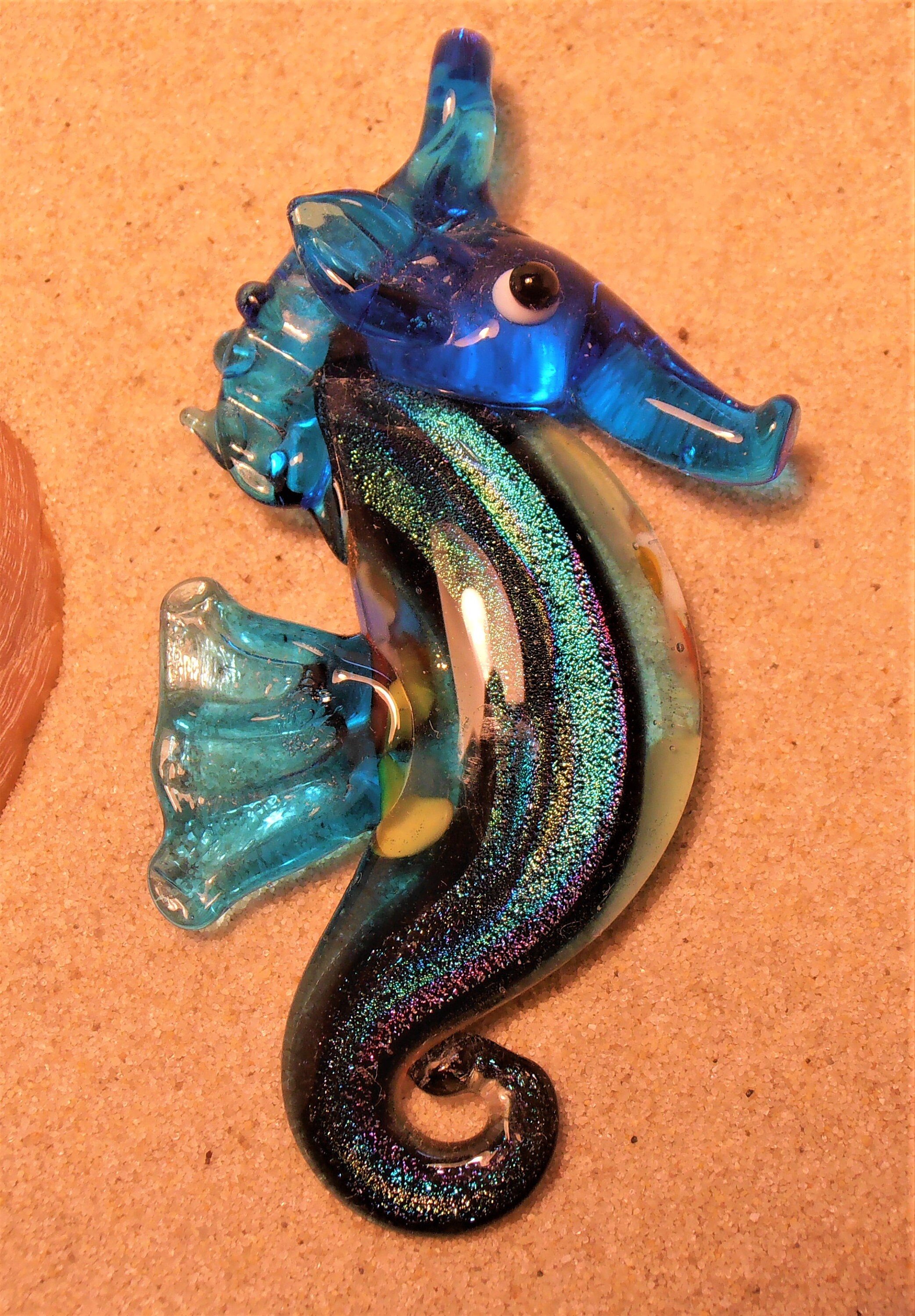 Large Seahorse Murano Glass Animal Pendant 2 Variants Colorful Etsy