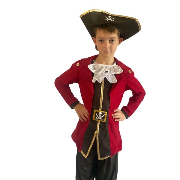 Captain Pirate Children's Fancy Dress Costume With Personalised Letter - Admiral Adam