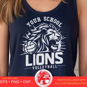 Lions Volleyball Logo SVG, Lions Volleyball PNG, Lions Volleyball for Tshirt SVG, Lions High School Mascot svg, Lions School Spirit svg