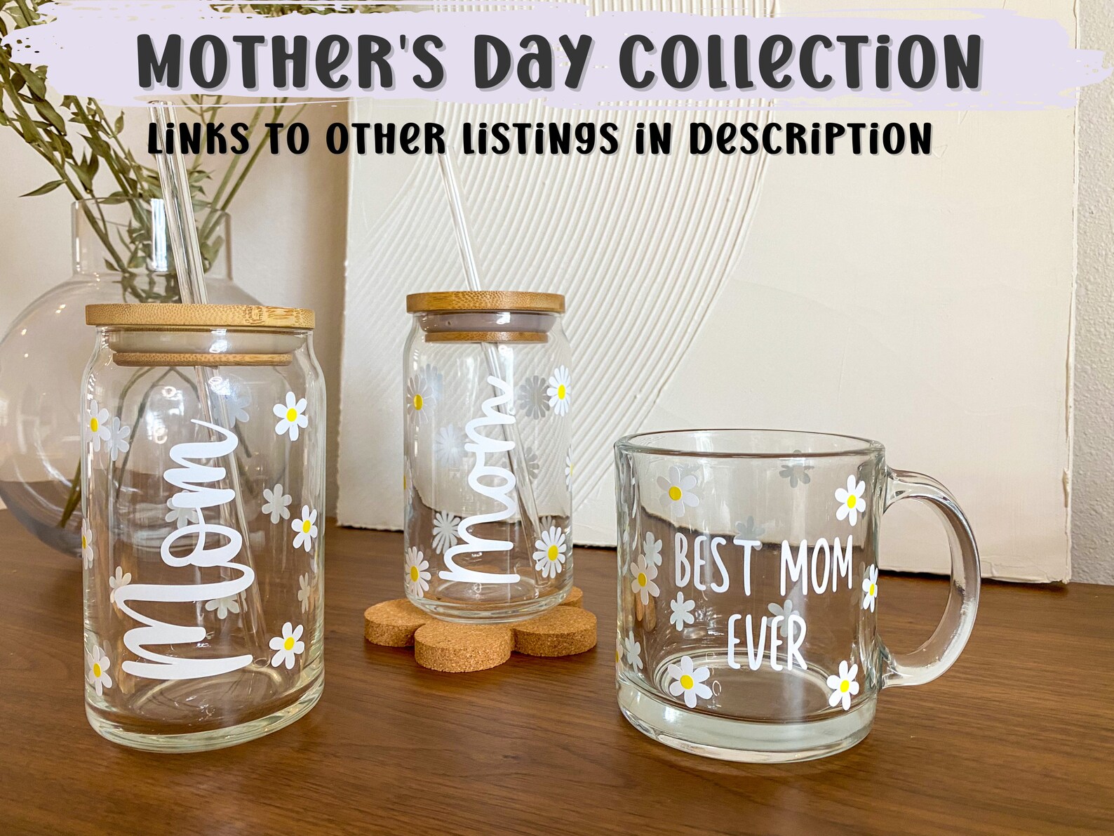 Personalized Mothers Day Gift Glass Cup Flower Iced Coffee - Etsy