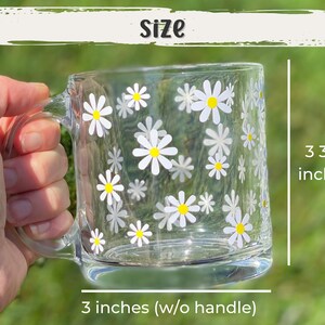 Daisy Glass Mug, Glass Coffee Cup, Clear Glass Coffee Mug, Aesthetic Glasses, Daisy Flower Glasses, Coffee Lover Gift, Gift for Best Friend image 8