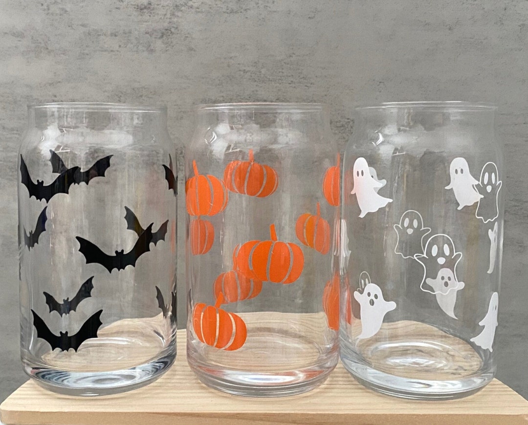 Halloween Glass Cup, Iced Coffee Cup With Lid & Straw, Pumpkin Tumbler