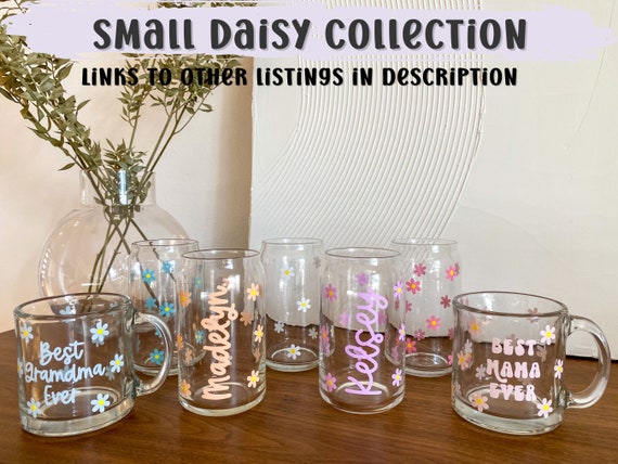 Personalized Flower Glass Cup With Name, Iced Coffee Cup With Lid & Straw,  Aesthetic Glass, Daisy Beer Can Glass, Bridesmaid Gift 