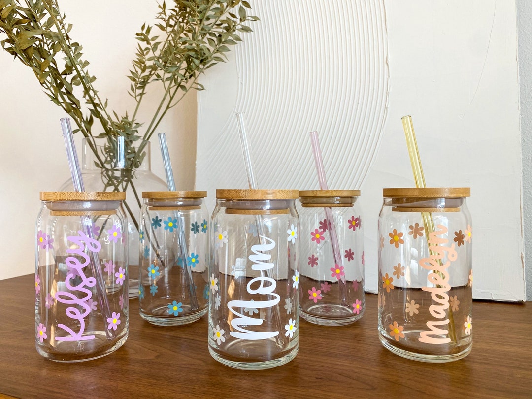 Mom Coffee Cup Mother's Day Gift, Personalized Name Glass Cup With ...