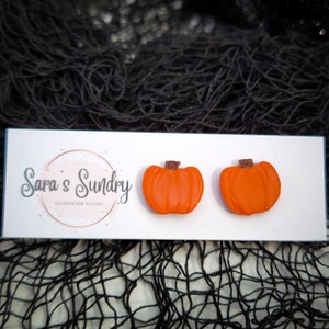 Pumpkin Stud Earrings, Handmade with Lightweight Polymer clay and Stainless-Steel posts