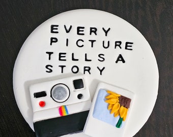 Every Picture Tells A Story, Camera and Picture Magnet, Handmade Refrigerator Magnet
