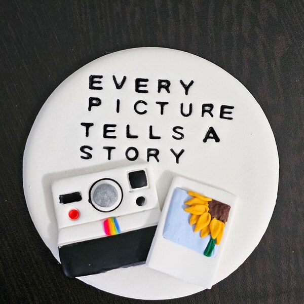 Every Picture Tells A Story, Camera and Picture Magnet, Handmade Refrigerator Magnet