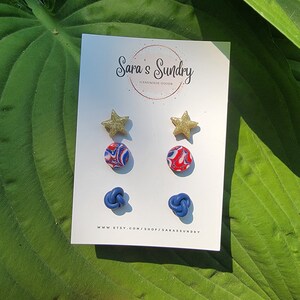 Red, White and Blue Three-Piece Stud Earring Pack
