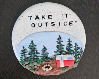 Camping Magnet, Handmade Refrigerator Magnet