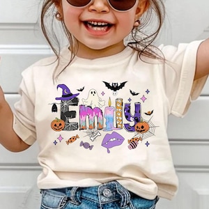 Custom Kids Halloween Name Shirt, Custom Spooky Halloween Toddler Tee,Kindergarten Halloween Shirt with Name, Halloween Shirt for Girl Boy