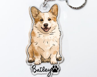 Personalized Pet Portrait Keychain: Custom Dog Photo Acrylic Keychain