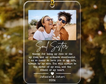Soul Sister Christmas Ornament, Besties Photo Ornament, Friendship Ornament, Best Friend Ornament Keepsake, Custom Friend Gifts, Xmas Decor
