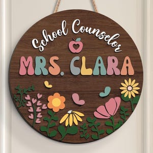 Personalized School Counselor 3D Door Hanger, School Counselor Sign, Teacher Gifts, Psychologist Office Decor, Counselor Mental Health Gift
