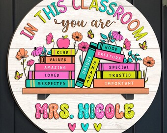 Classroom Door Sign Personalized Teacher Door Hanger - Custom Classroom ...