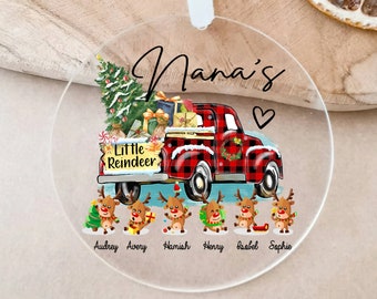 Personalized Nana Little Reindeer Ornament, Grandma Nana Ornament, Christmas Ornament, Family Keepsake Ornament, Xmas Family Christmas Gift