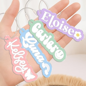 Backpack Name Tag, Backpack Name Keychain for kids, Personalized Name Tag for Kids, Diaper Bag Tag, Lunch Box Tag, Kids Tag, Custom Name Tag