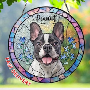 Custom Dog Portrait Suncatcher: Stained Glass Pet Memorial Gift
