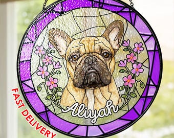 Personalized Dog Suncatcher: Stained Glass Pet Memorial Ornament