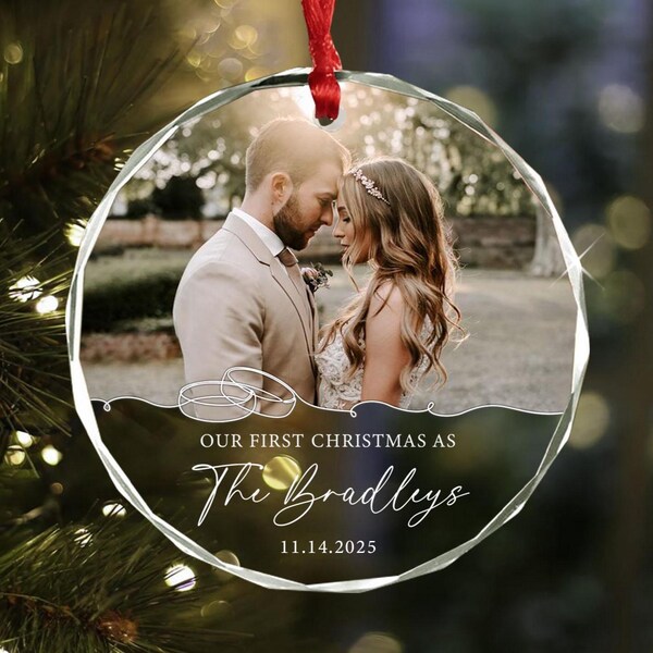 Personalized First Christmas Ornament: Engraved Acrylic Mr & Mrs 2025 - New Zealand