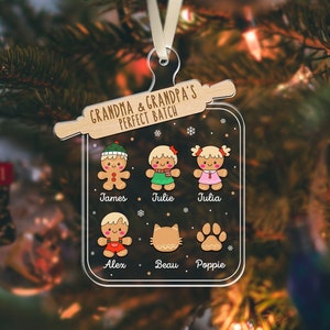 Personalized Gingerbread Christmas Ornaments, Grandma & Grandpa's Perfect Batch, Grandma Gift, Cookie Ornament, Custom Family Ornament