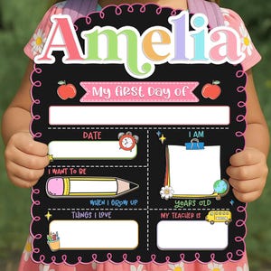 First And Last Day School Sign, Back To School Sign, Kindergarten 1st Day Of School Board, Acrylic School Sign, Custom Sign Gifts For Kid