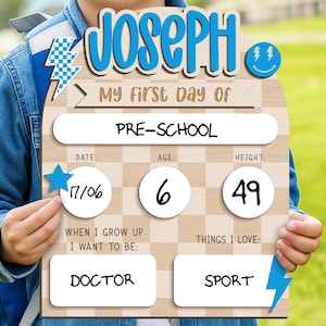 Customizable First & Last Day of School Sign: Photo Prop Milestone Board
