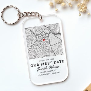 Personalized Map Our First Date Ornament, Custom Couple Ornament, Anniversary Gift, Christmas Gift, Xmas Couple Gifts, Christmas Tree Decor