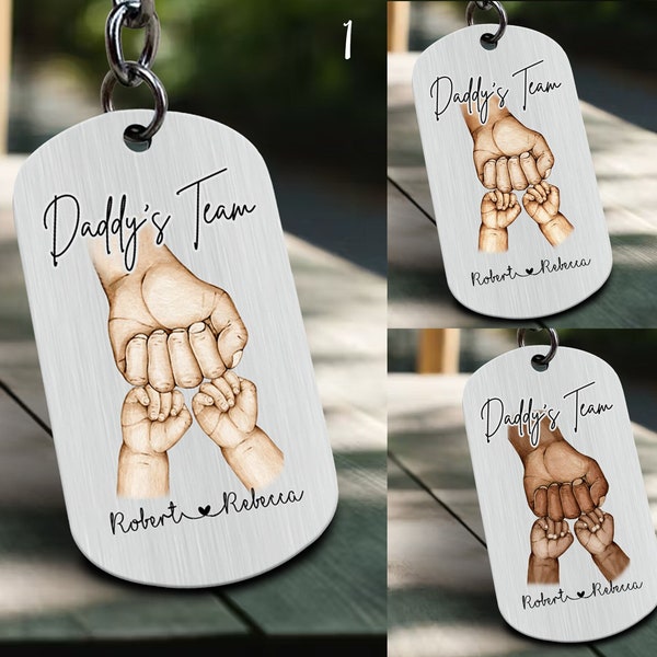 Daddy's Team Keychain, Keyring for Dad, Fathers Day Gift, Personalized Gifts with Kids Names, Dad Gift from Daughter, Family Keychain Gift