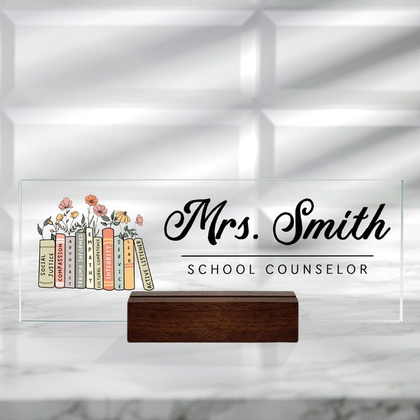 School Counselor Name Sign, Back To School Gift, Counselor Mental Health Gift, Counselor Desk Name Plate, School Counselor Office Decor