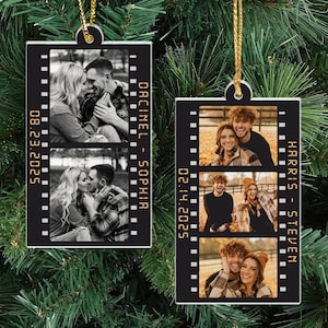 Custom Photo Strip Ornament, Xmas Tree Decoration, First Married Ornament, Engagement Gifts for Couple, Family Ornament, Best Friend Gifts