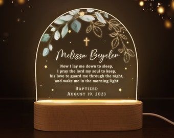 Custom Baby Night Light, Baptism Gift, Baptism Night Lamp For Kids, Nursery Decor, Christening Gift, Dedicated Gift, Night Light With Prayer