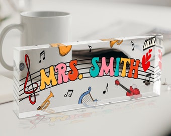 Music Teacher Sign, Personalized Teacher Name Sign, Music Teacher Gifts, Cute Classroom Decor, Teacher Desk Name Plate, Funny Teacher Plaque