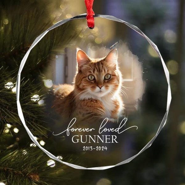 Custom Cat Memorial Ornament: Photo Keepsake, Pet Loss Gift