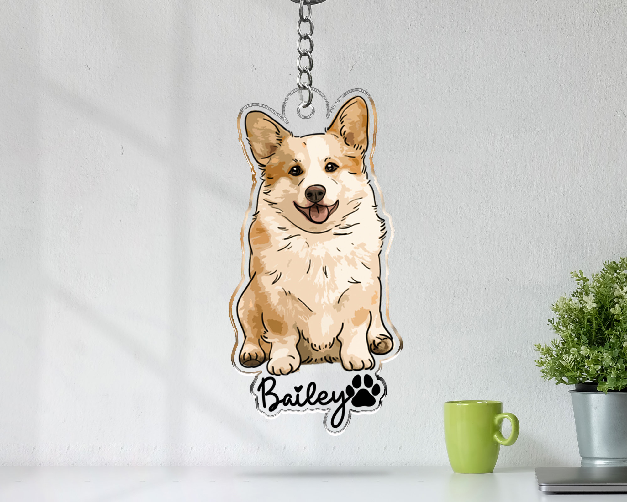 Personalized Pet Portrait Keychain, Custom Dog Keychain, Dog Lover Gift, Gifts for Pet Lover, Cute Dog Photo Keychain, Dog Acrylic Keychain