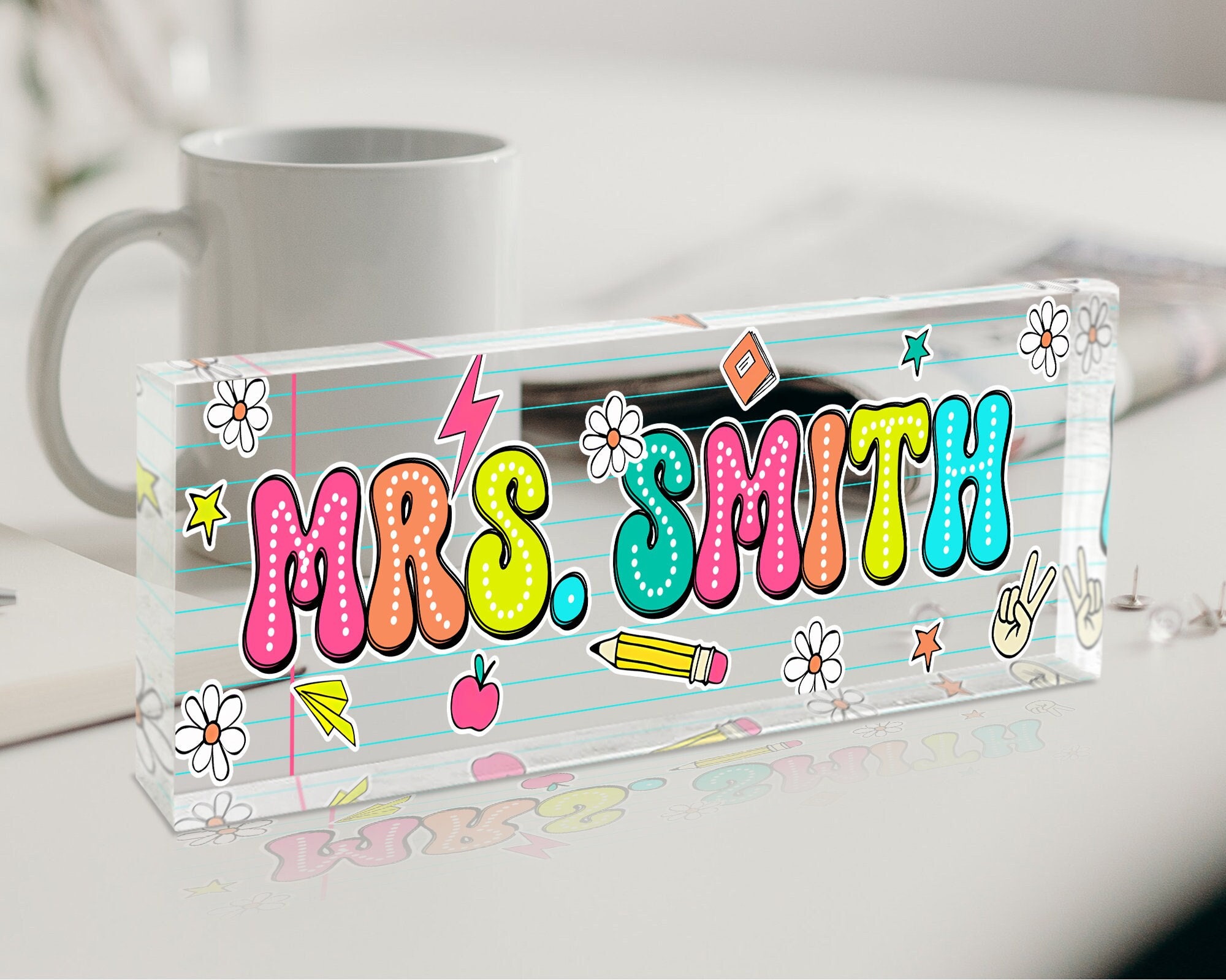 Back to School Gift, Teacher Desk Sign, Custom Teacher Desk Name Plate, Gift for Teacher, First Day of School Gift, Office Desk Decorations
