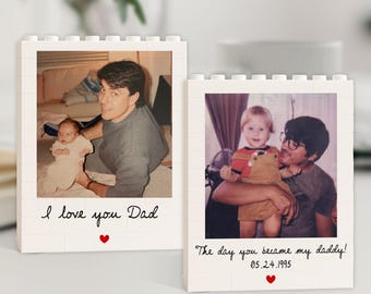 Custom Brick Figures Photo Block, Unique Father's Day Gift