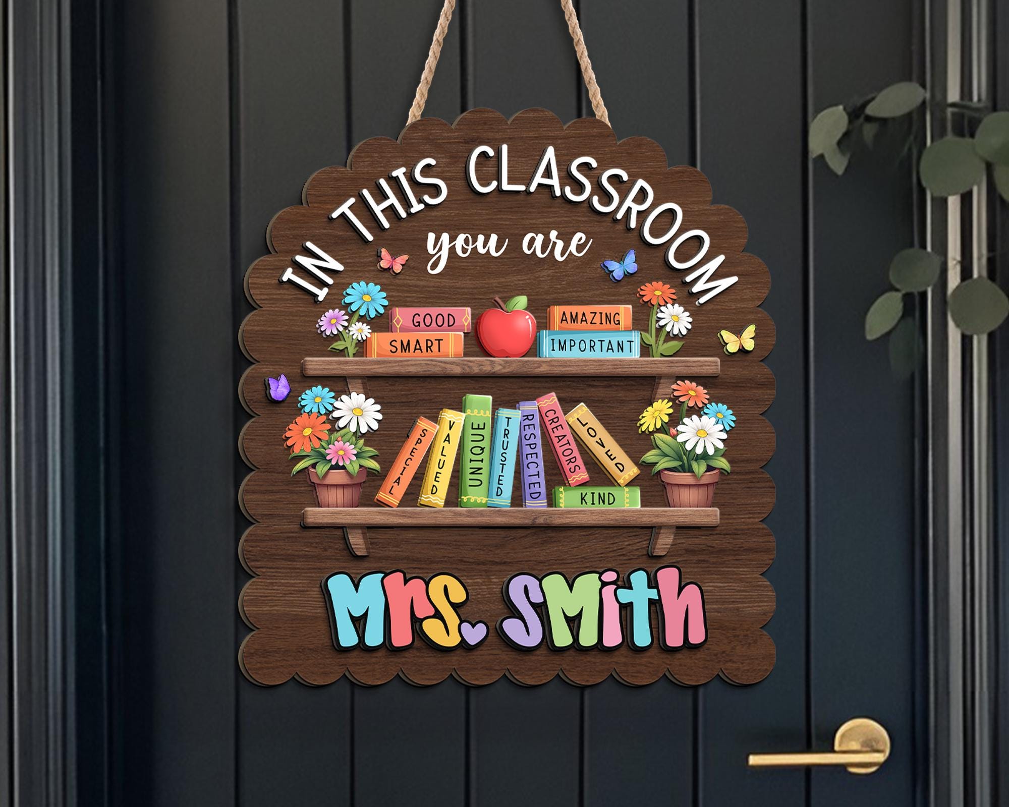 Personalized Teacher Classroom Door Hanger: 3D Wooden Welcome Sign - Etsy