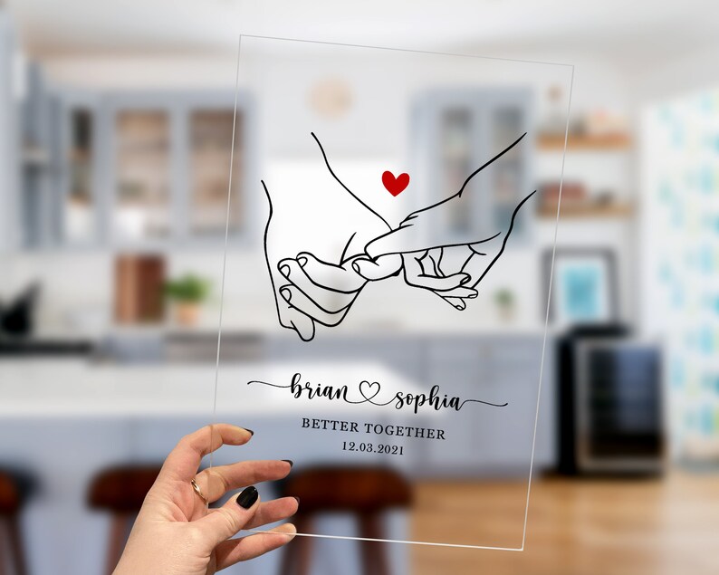 Personalized Photo Couple Acrylic Plaque - Gift Idea For Couple - My Favorite Place In All The World Is Next To You main image 0