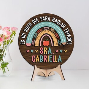 Personalized Spanish Teacher Door Hanger, Back to School Gift 24"x24"+ stand