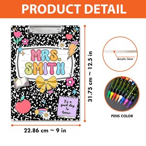 Personalized Teacher Clipboard: Custom Acrylic Composition Book image 7