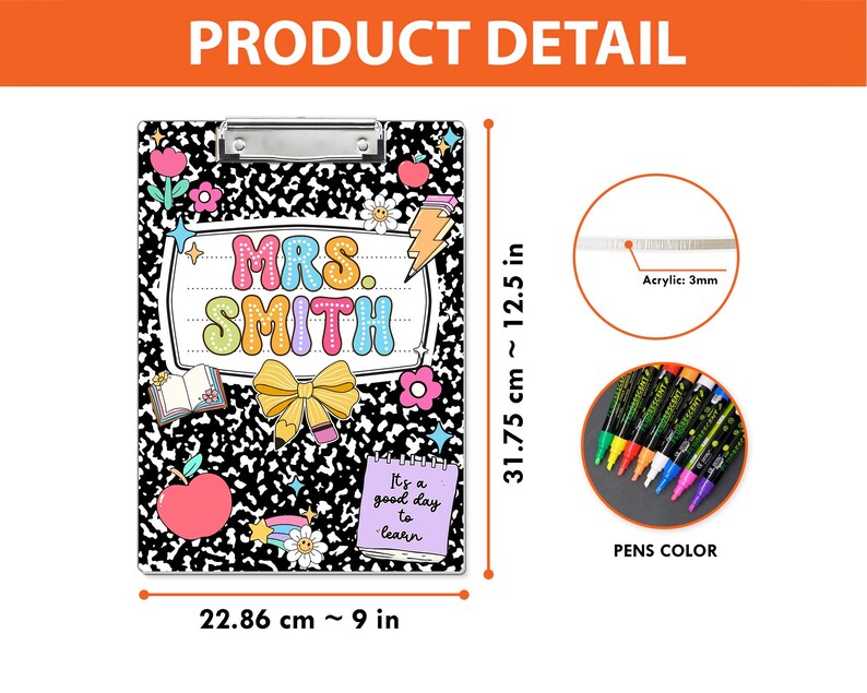 Personalized Teacher Clipboard: Custom Acrylic Composition Book image 7
