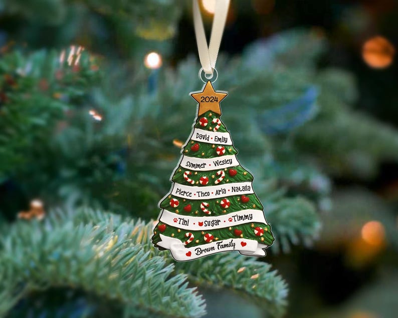 Personalized Family Christmas Ornament, Family Member Names Ornament