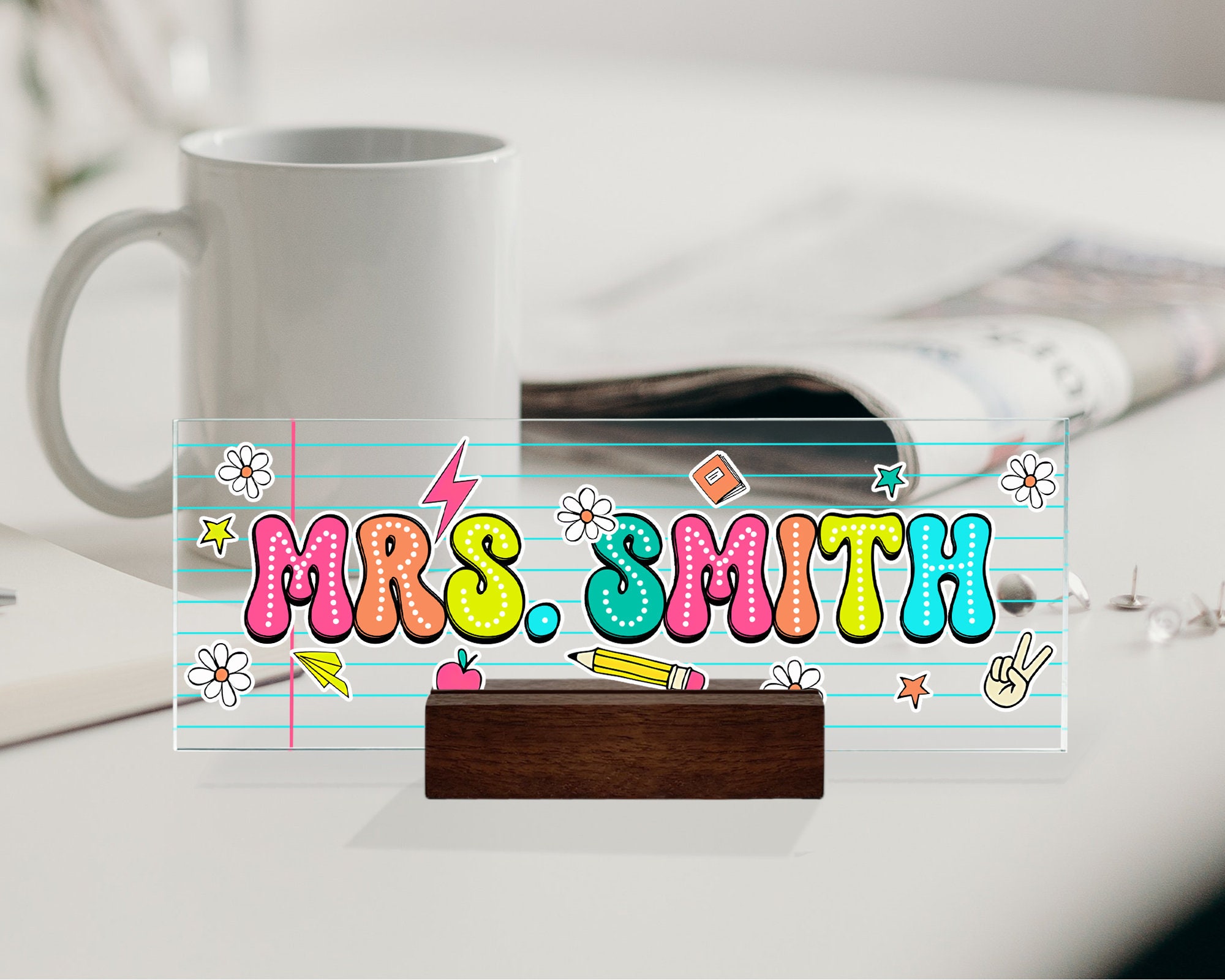 Back to School Gift, Teacher Desk Sign, Custom Teacher Desk Name Plate, Gift for Teacher, First Day of School Gift, Office Desk Decorations