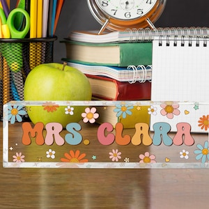 Teacher Gifts Personalized, Teacher Desk Name Plate, Custom Teacher Sign, Teacher Appreciation Gift, Groovy Teacher Name Sign, Teacher Gift image 6