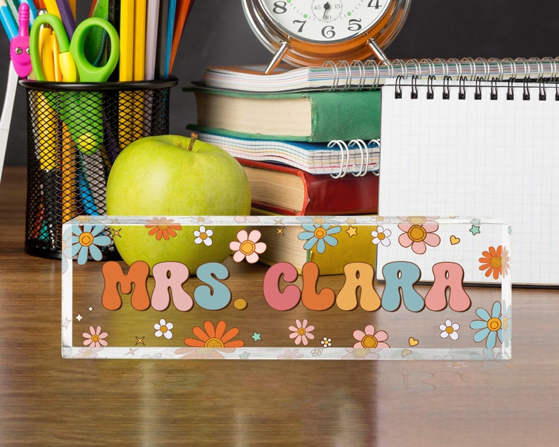 Teacher Gifts Personalized, Teacher Desk Name Plate, Custom Teacher Sign, Teacher Appreciation Gift, Groovy Teacher Name Sign, Teacher Gift image 6