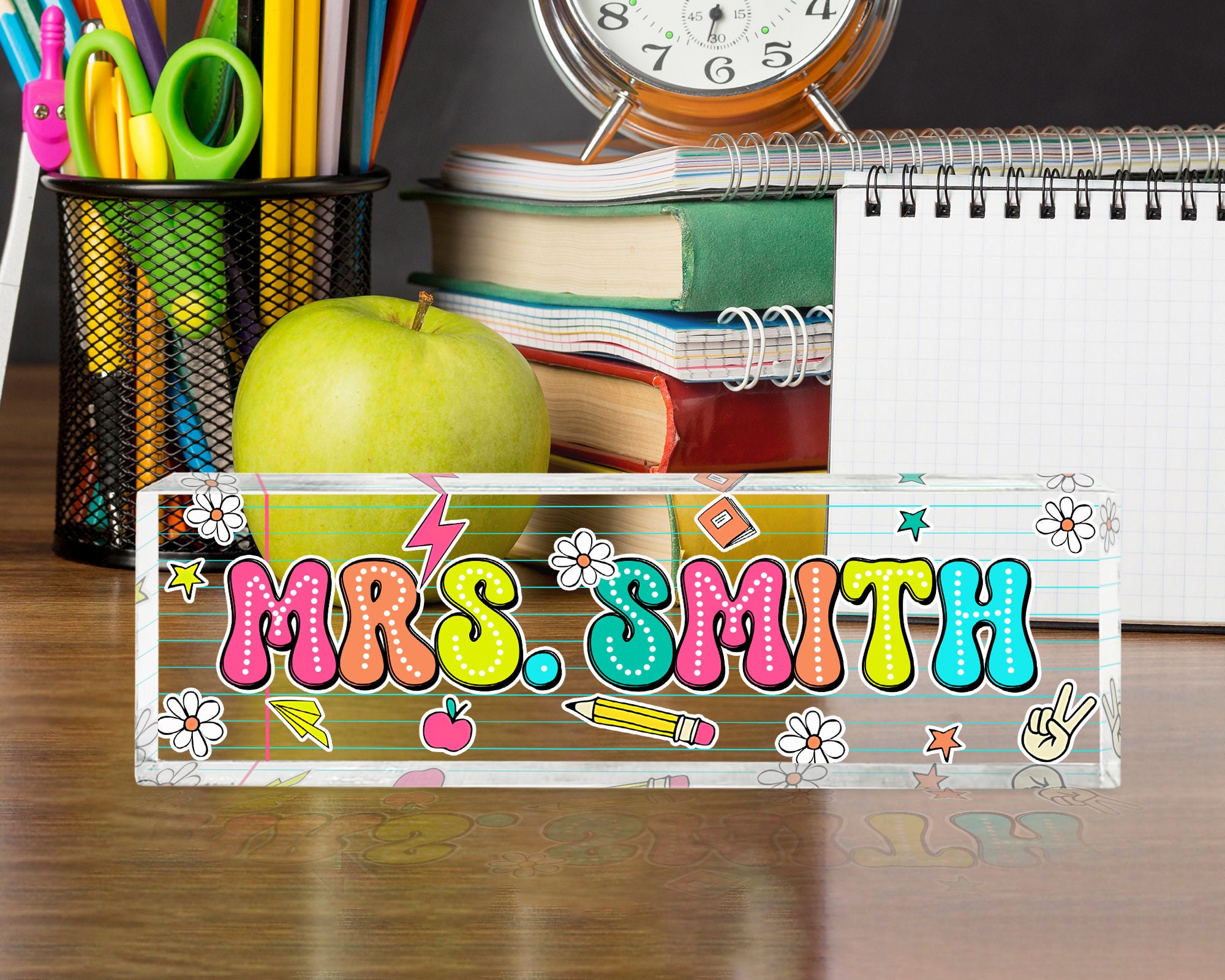 Back to School Gift, Teacher Desk Sign, Custom Teacher Desk Name Plate, Gift for Teacher, First Day of School Gift, Office Desk Decorations