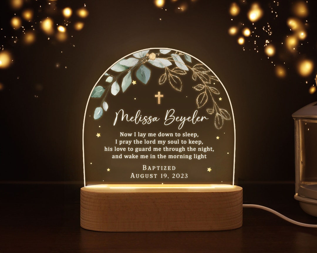 Custom Baby Night Light, Baptism Gift, Baptism Night Lamp for Kids