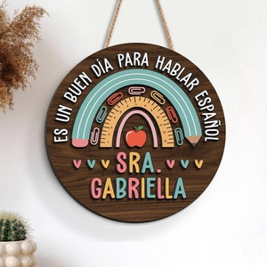Personalized Spanish Teacher Door Hanger, Back to School Gift image 8
