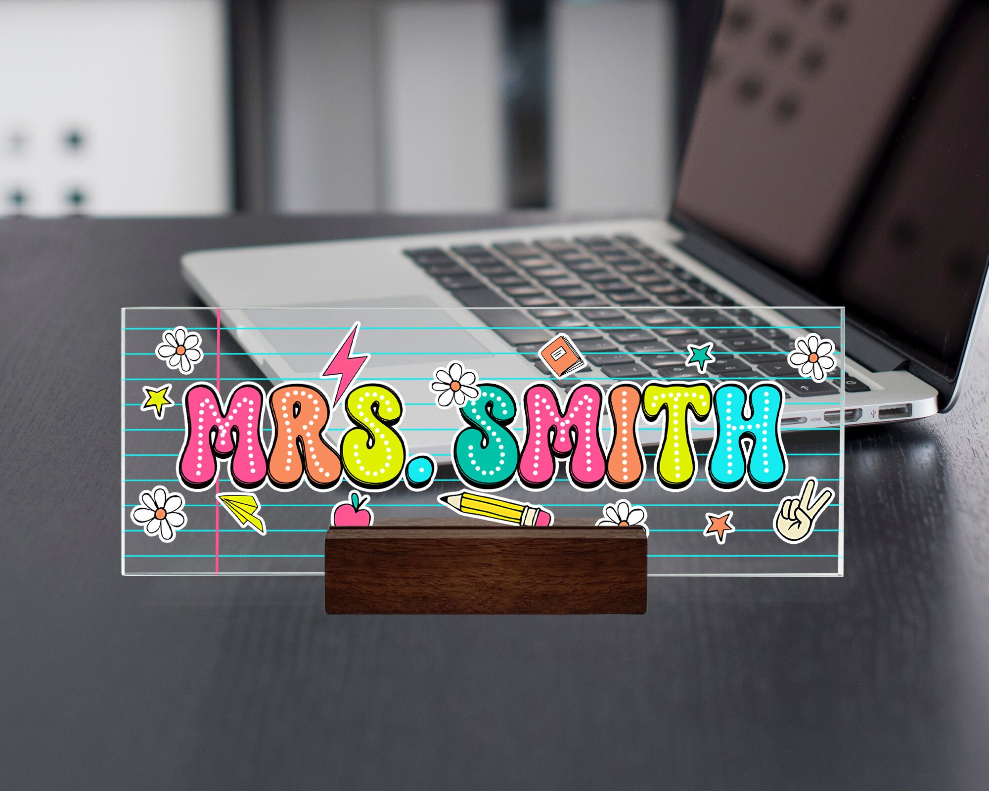 Back to School Gift, Teacher Desk Sign, Custom Teacher Desk Name Plate, Gift for Teacher, First Day of School Gift, Office Desk Decorations